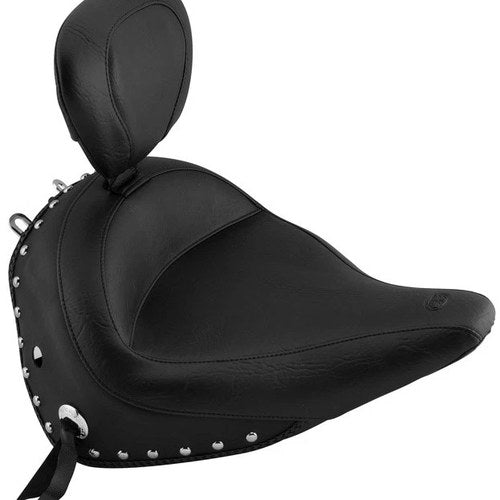 Mustang Wide Solo Seat With Backrest Studded Harley Davidson Softail Deluxe