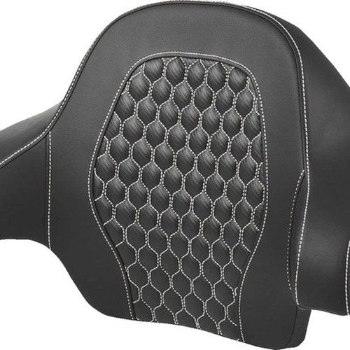 Saddlemen RoadSofa HC Tour-Pak Backrest Pad White Stitch #285083 Harley Davidson