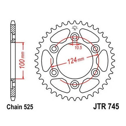 JT Steel Rear Sprocket 525 42T #JTR745.42 Ducati ST2/ST3/ST3S