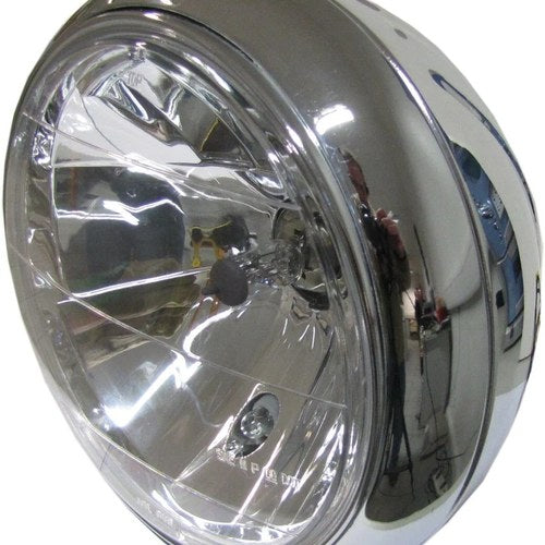 Headlight Round Chrome Bottom Mount Bowl Back 8"Clear Lens (Each)