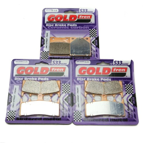 Goldfren S33 Brake Pads Front & Rear For Suzuki Gsf 1200 Bandit 2001-2005
