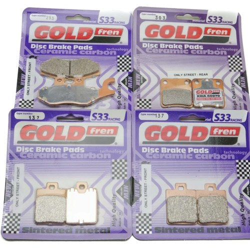 Goldfren S33 Brake Pads Front & Rear For Piaggio MP3 Touring 400 ie 2011-2012