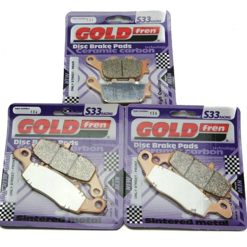 Goldfren S33 Brake Pads Front & Rear For Suzuki Gsr 750 AL2-AL6 (ABS) 2011-2016