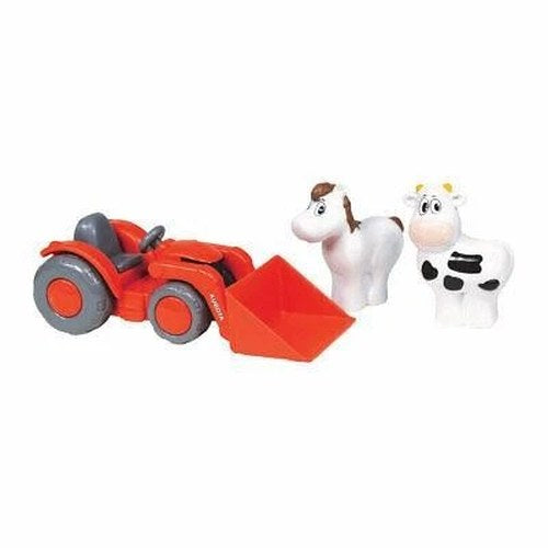 Newray Model Kubota Little Orange Tractor With Animals Set, Scale 1:18,