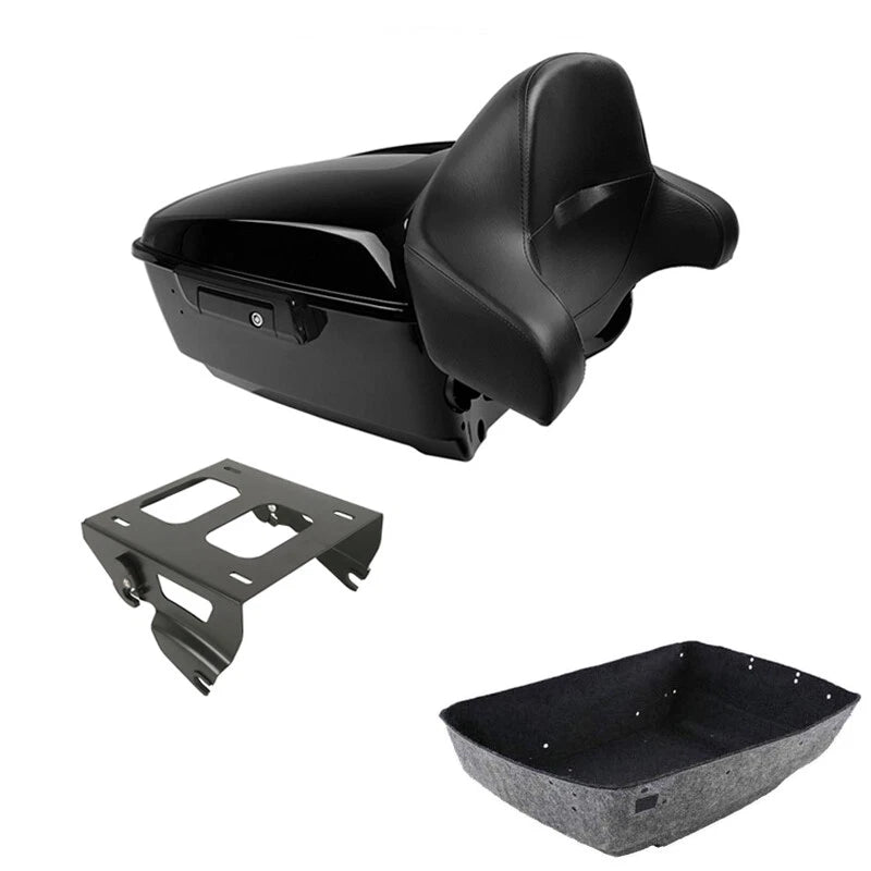 Black King Trunk Backrest Solo Mount Fit For Harley Touring Road Glide 2014-2026