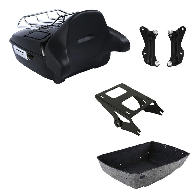 King Trunk Backrest Pad Rack Mount Fit For Harley Cvo Street Road Glide 2014-26