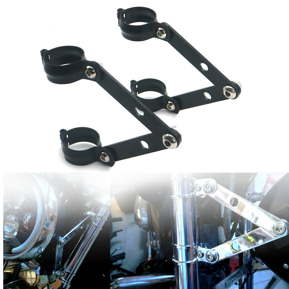 Motorcycle 39mm Black Metal Adjustable Headlight Indicator Mounting Fork Bracket