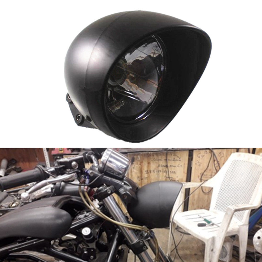 Motorcycle Black Front Bullet Headlight For Harley Cruise Honda Steed Shadow