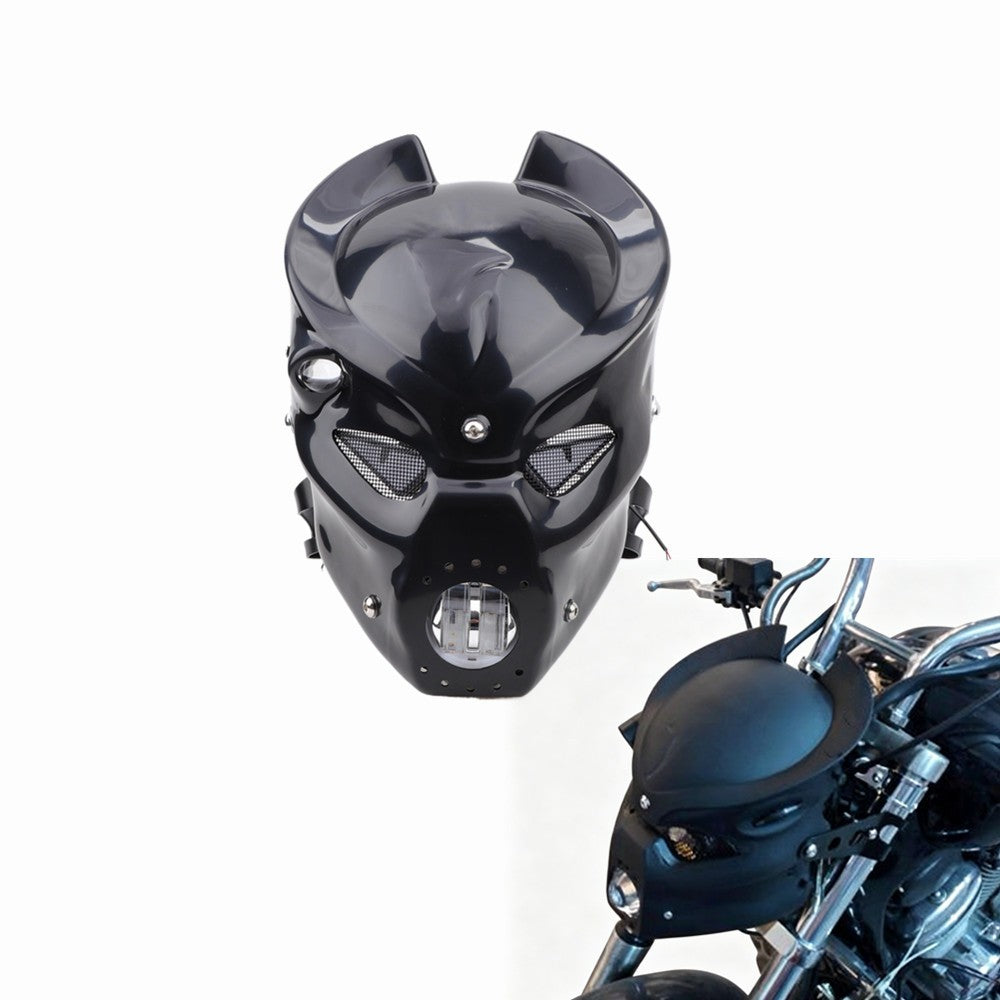 LED Skull Headlight With Mount Bracket For Harley Honda Yamaha Kawasaki Custom