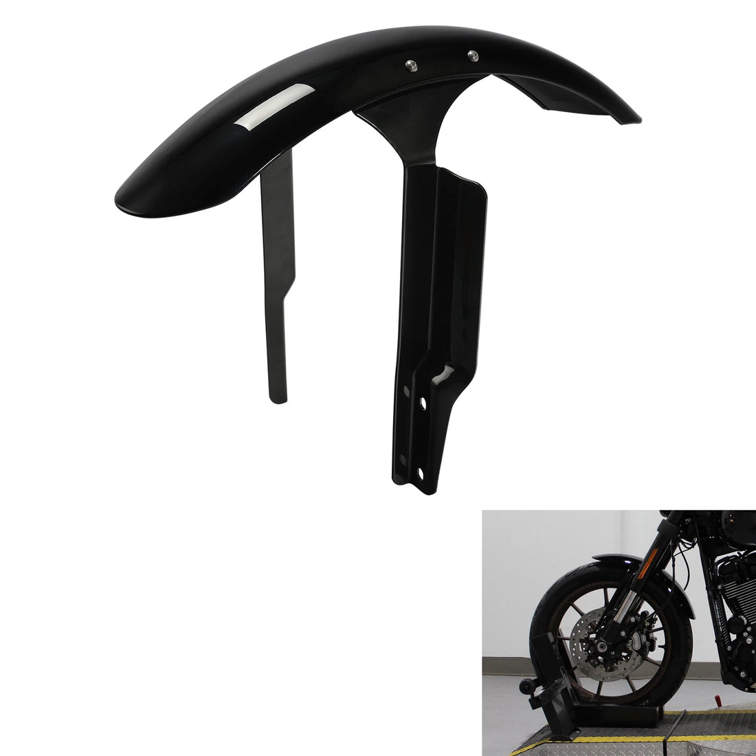 Vivid Black Front Fender Fit For Harley Low Rider ST Fxlrst 22-25 S Fxlrs 20-25