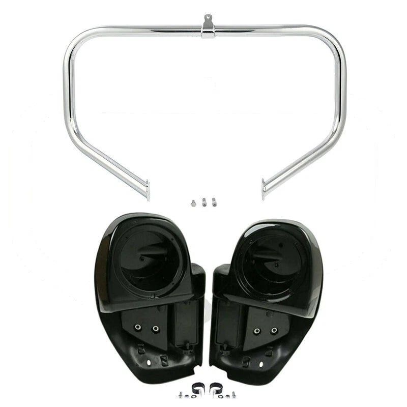 Lower Vented Fairing 6.5" Speaker Pod Crash Bar Fit For Harley Touring 2014-2024
