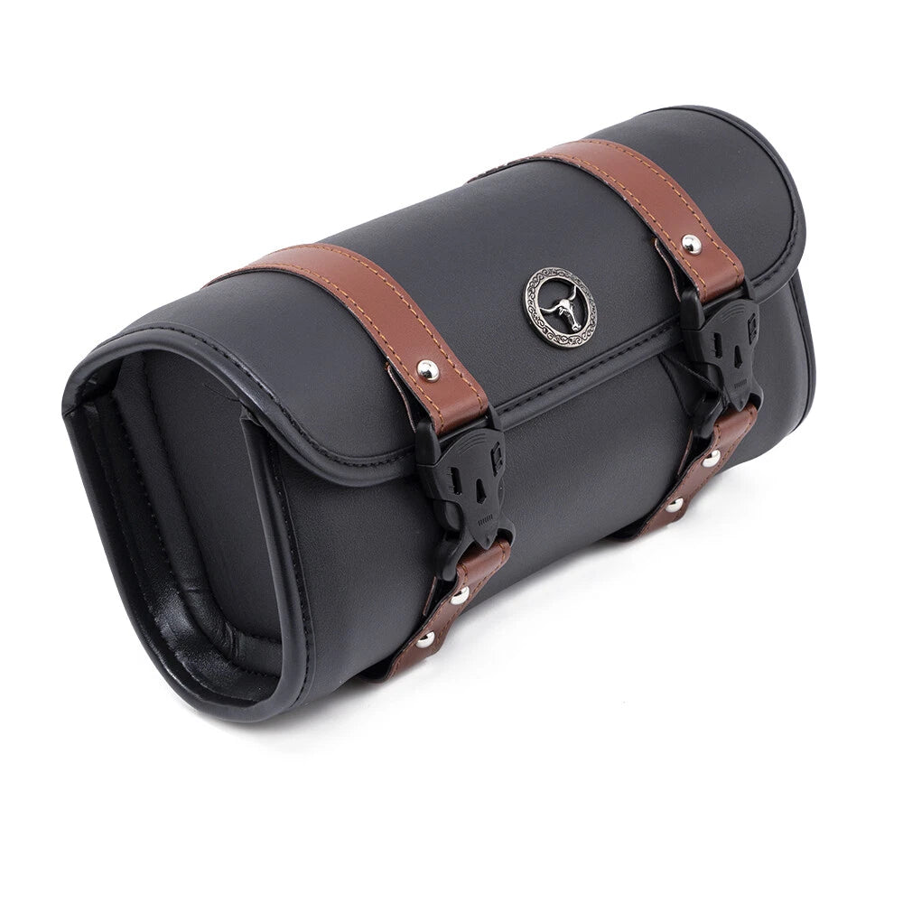 New Motorcycle PU Leather Handlebar Front Fork Tool Bag Storage Pouch Basket