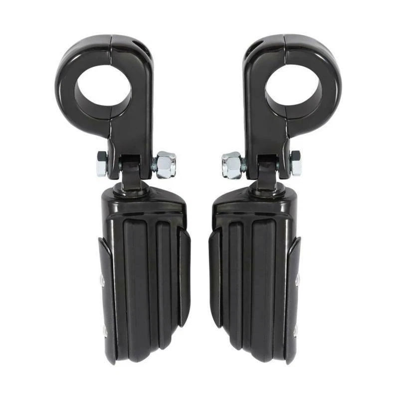 1 1/4" Black Highway Engine Guard Footpeg Footrest Mount Clamps Fit For Harley