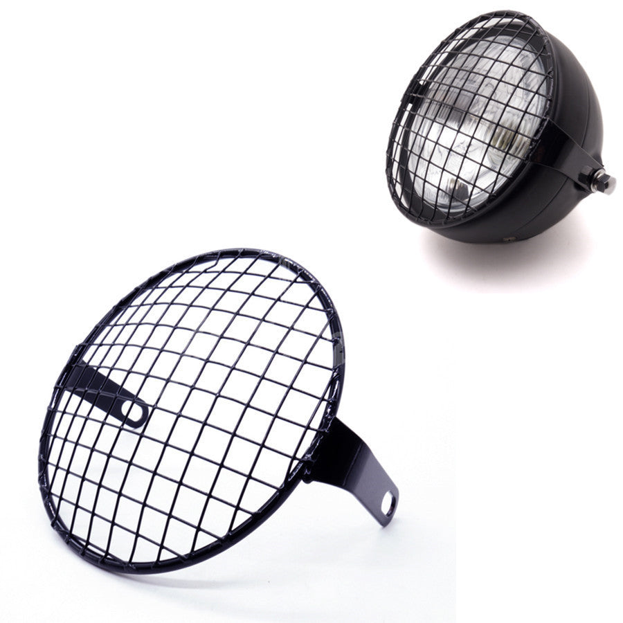 6.3" Retro Metal Motorcycle Grill Side Mount Headlight Cover Mask Cafe Racer CB