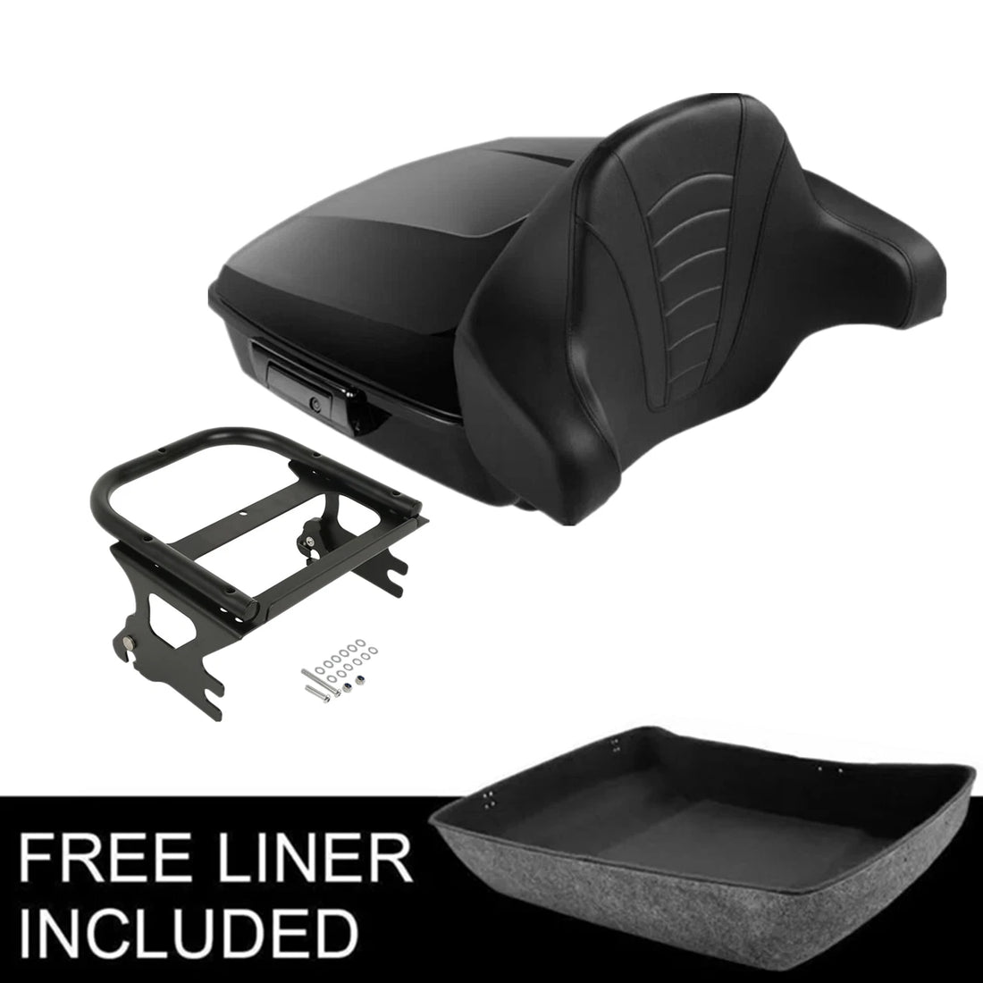 Black Chopped Trunk Backrest Mount Fit For Harley Touring Road King 97-08