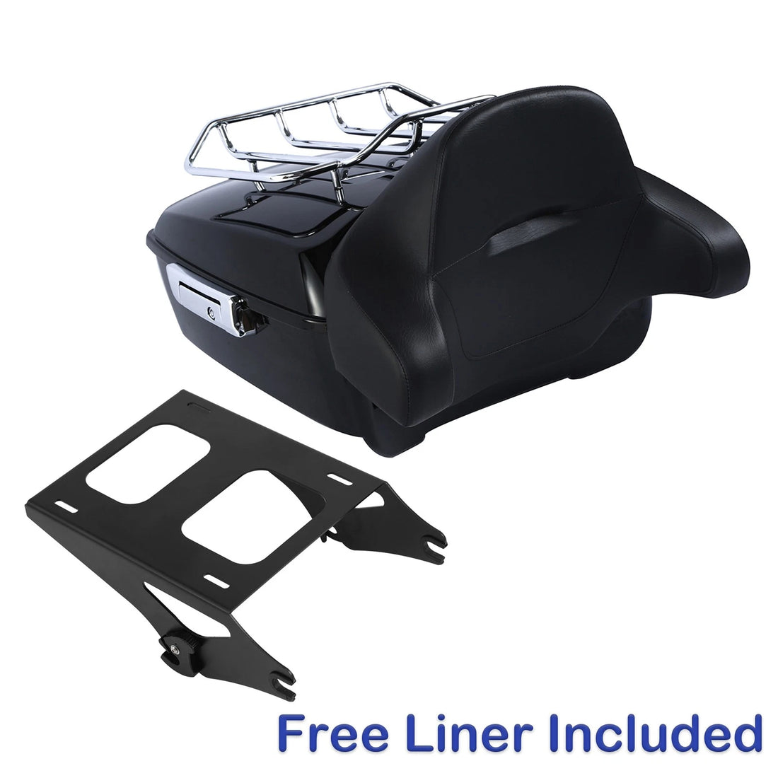 King Trunk w/ Backrest + Mount Rack Fit For Harley Touring Street Glide 14-25