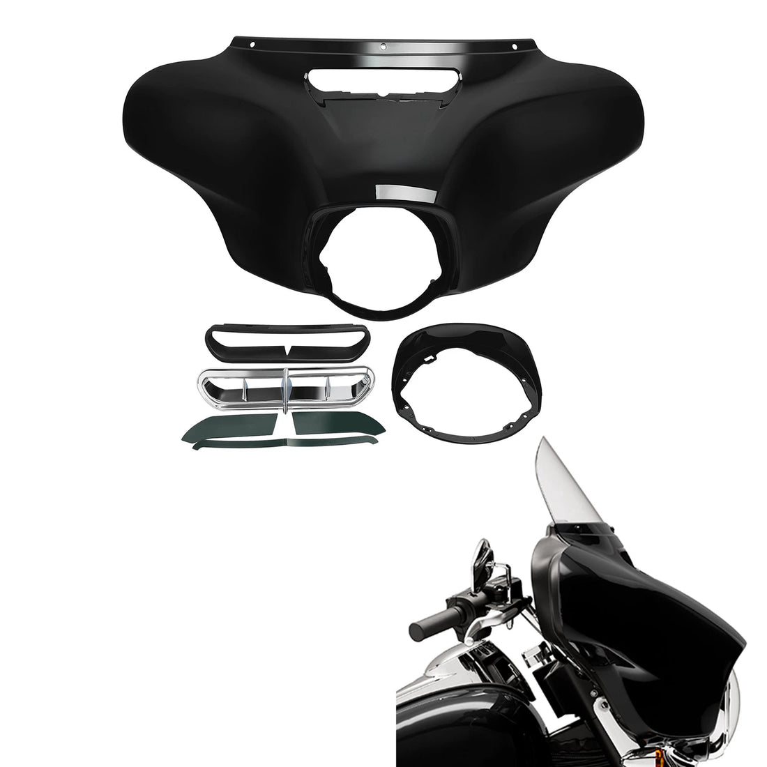 Vivid Black Batwing Outer Fairing Fit For Harley Touring Street Glide 2014-2023