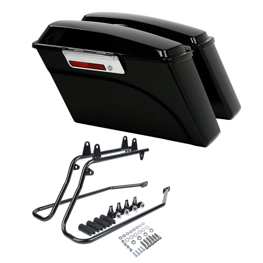 Vivid Black Saddlebags With Conversion Brackets Fit For Harley Softail 1984-2017