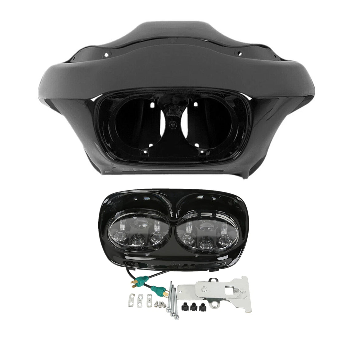 Front Fairing & Dual LED Headlight Assembly Fit For Harley Road Glide Fltr 98-13