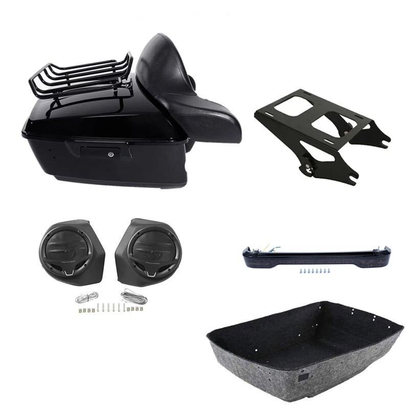 King Trunk Backrest Mount Light Speaker Fit For Harley Electra Road Glide 14-26