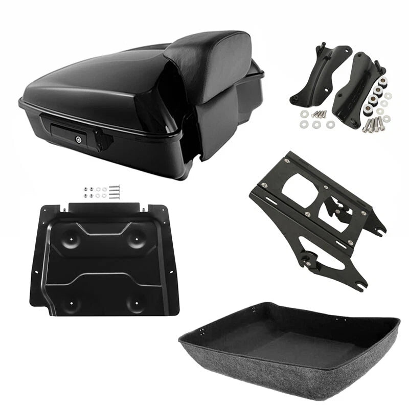 Black Chopped Trunk Backrest Mount Plate Fit For Harley Touring models 2014-2026