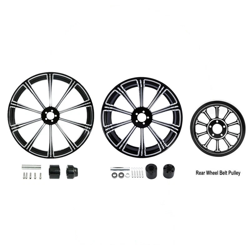 23" Front 18" Rear Wheel Rims Hub Belt Pulley Sprocket Fit For Road Glide 97-08