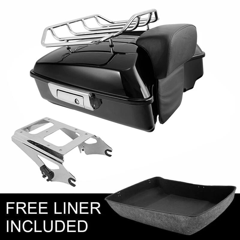 Chopped Trunk Backrest & Chrome Mounting Rack Fit For Harley Road King 2009-2013