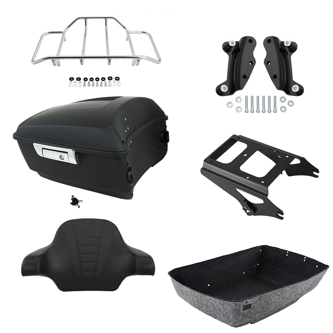 Matte King Trunk Backrest Pad Rack Mount Docking Fit For Harley Touring 09-13