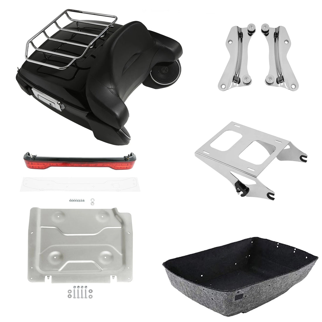 King Trunk Pad Rack Speakers LED Light Mount Plate Fit For Harley Touring 14-26