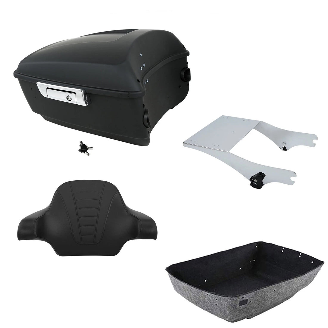 Matte Black King Trunk Backrest Pad Mounting Rack Fit For Harley Touring '97-'08