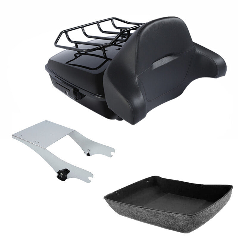 Chopped Trunk Backrest Pad Mount Rack Fit For Harley Touring Road Glide 97-2008