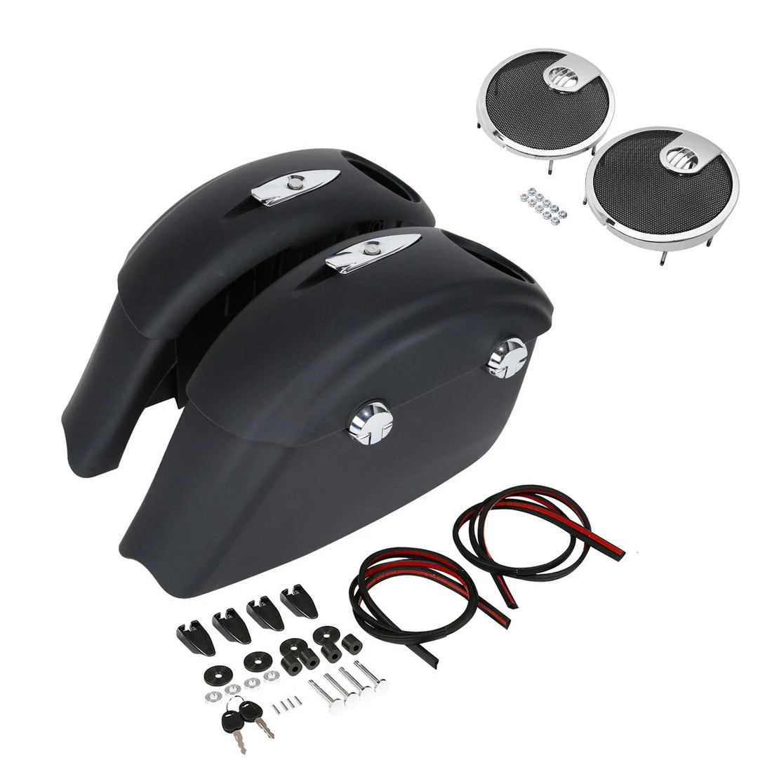 Matte Saddlebags Audio Lid Electronic Latch Grill Fit For Indian Chieftain 14-18
