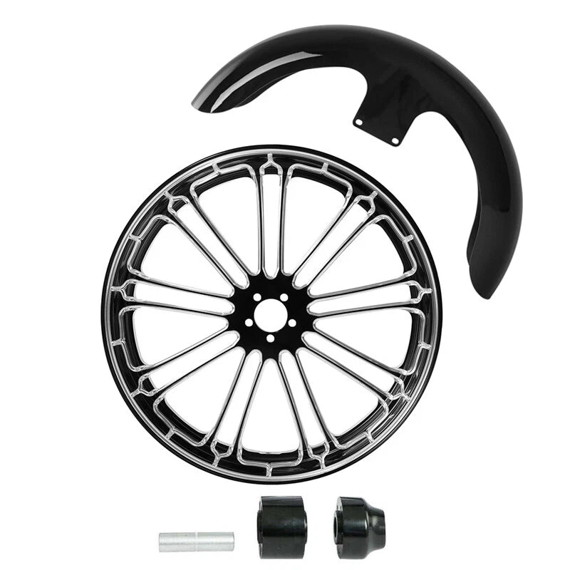 21" Front Wheel Rim Single Disc Hub Fender Fit For Harley Street Glide 2008-2024