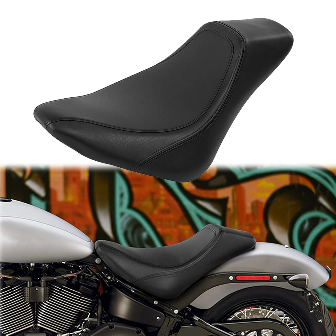 Fit For Harley Softail Deluxe Slim Flsl 2018-2025 Motorcycle Black Solo Seat