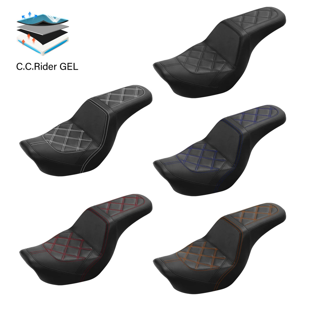 Driver Passenger Gel Two-Up Seat Fit For Harley Dyna Street Bob Wide Glide 06-17