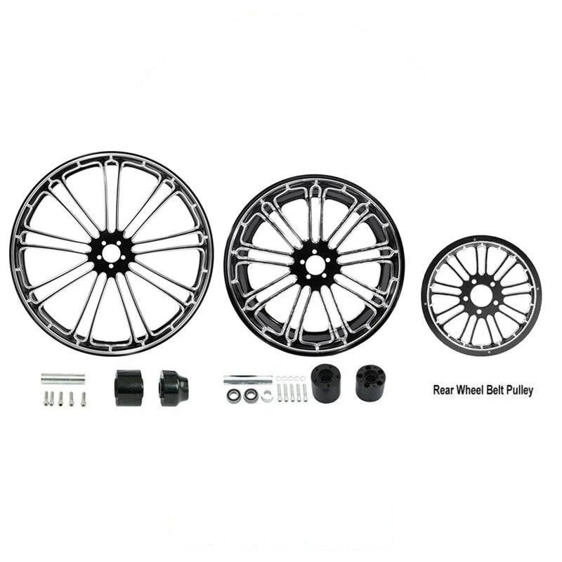 30" Front 18" Rear Wheel Rim Hub Belt Pulley Fit For Harley Touring 1997-2008