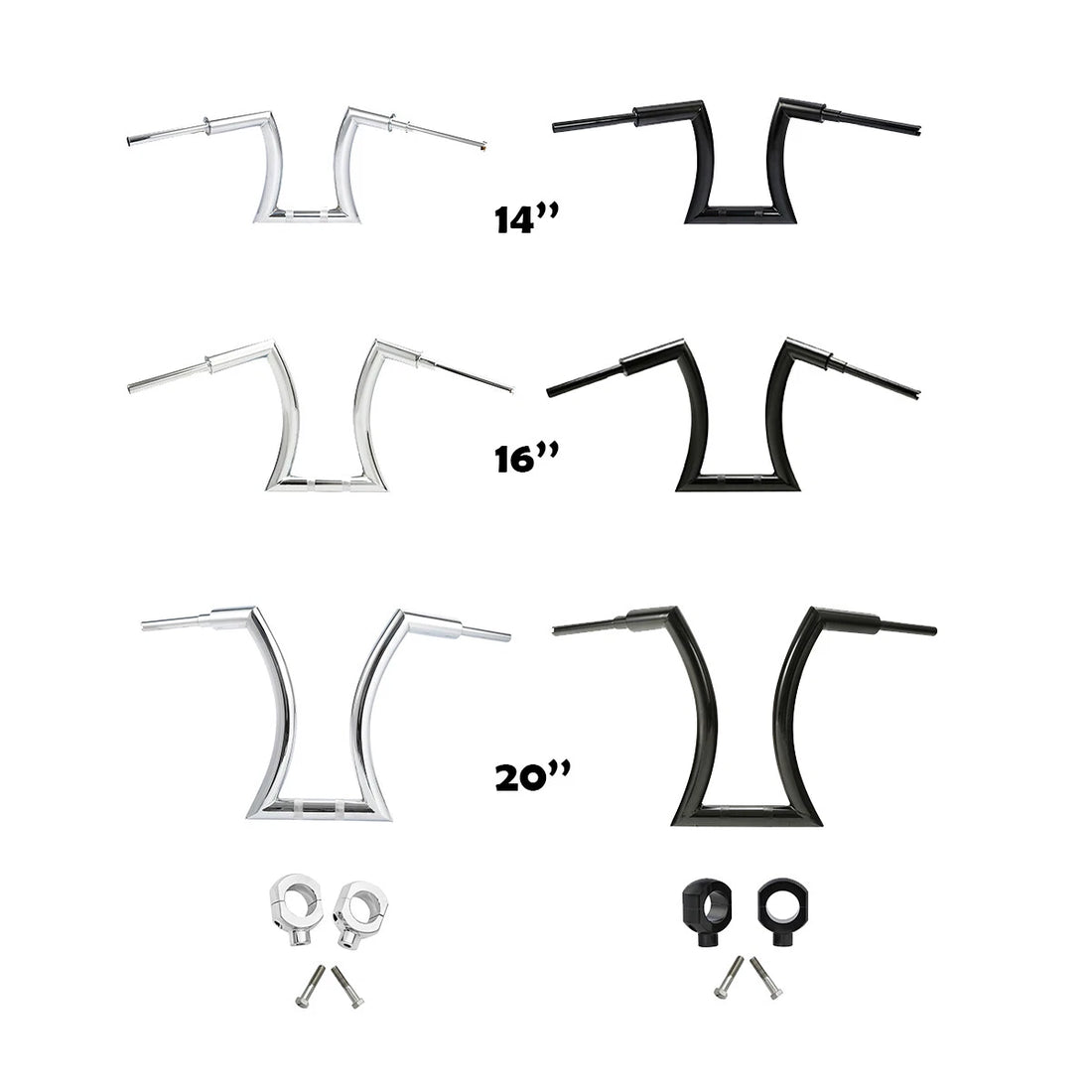 14'' 16" 20" Rise 2" Hanger Handlebar Risers Fit For Harley Sportster XL Softail