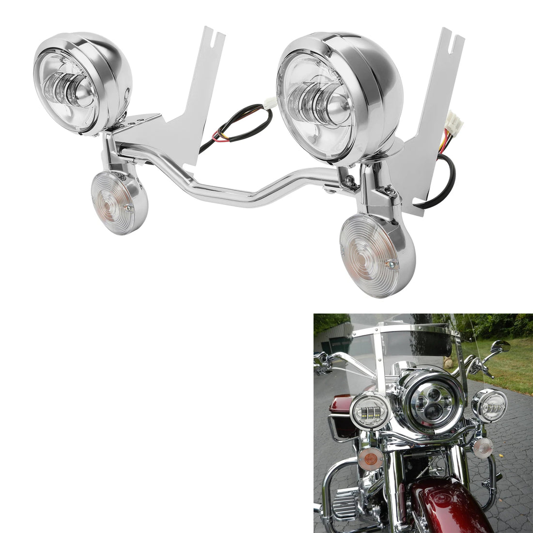 LED Passing Fog Spot Light Turn Signal Lamp Bar Fit For Harley Road King 94-13