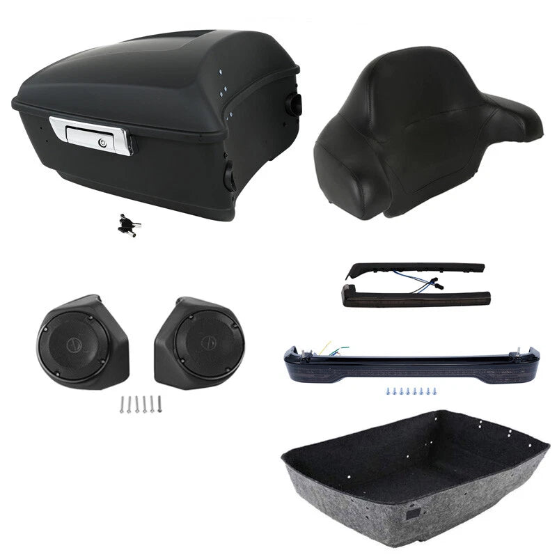 King Trunk Pad Speakers LED Lights Fit For Harley Touring Road Glide 2014-2026