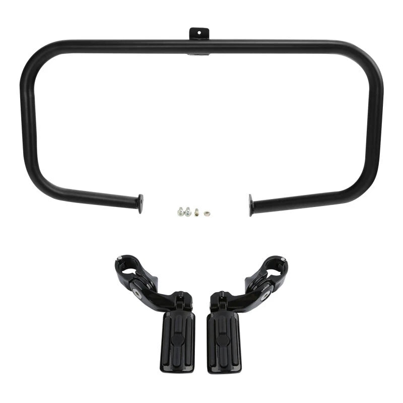 Black Engine Guard Crash Bar Footpegs Mount Fit For Harley Road King 1997-2008