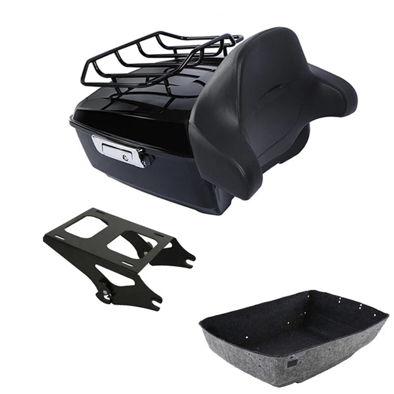 Black King Trunk Backrest Mount Rack Fit For Harley Touring Road Glide 14-26 25