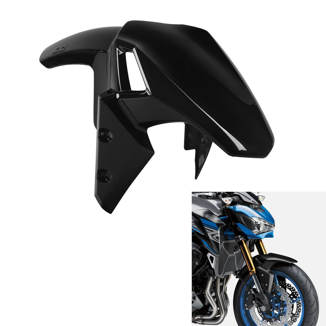 Vivid Black Front Fender Mudguard Fit For Kawasaki Z900 2017-2024