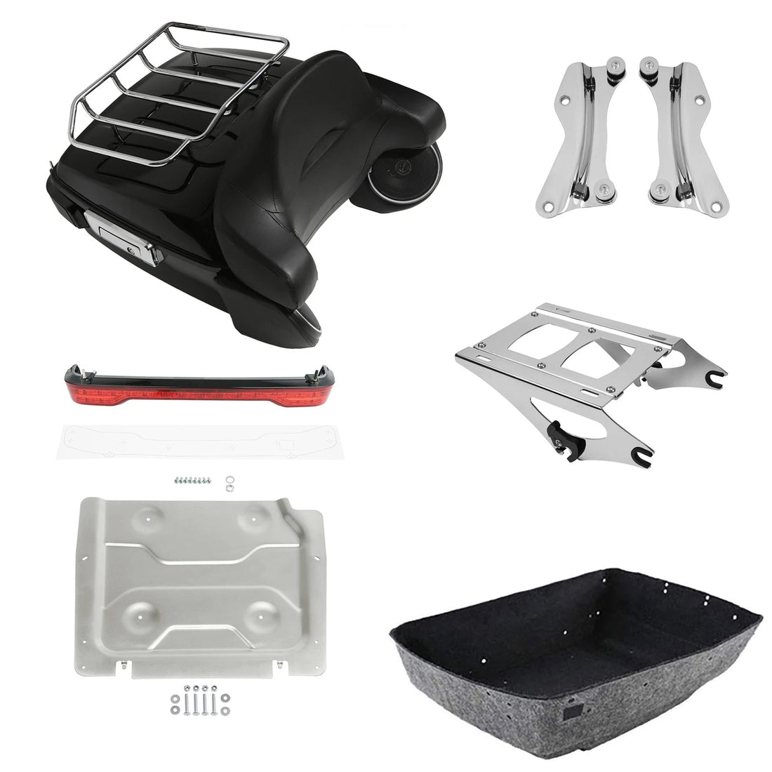King Trunk Backrest Rack Speakers Light Mount Plate Fit For Harley Touring 14-26