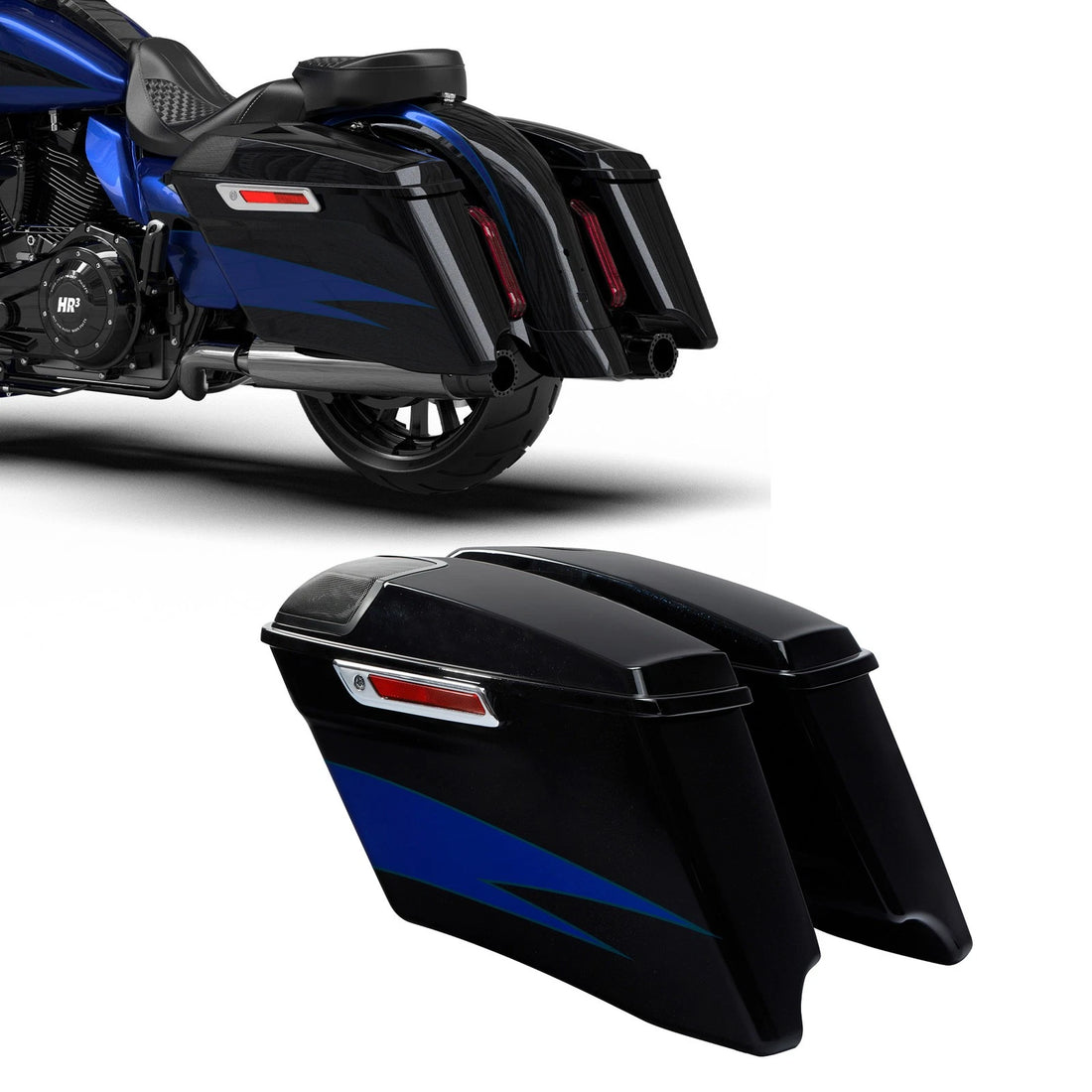 Hard Saddlebags Fit For Harley Street Road Glide 14-2023 Candy Cobalt/Indigo Ink