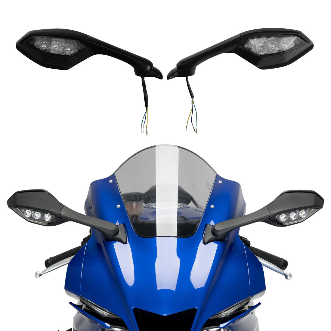 Pair Rear View Mirrors LED Turn Signals Fit For Yamaha Yzf R9 2025