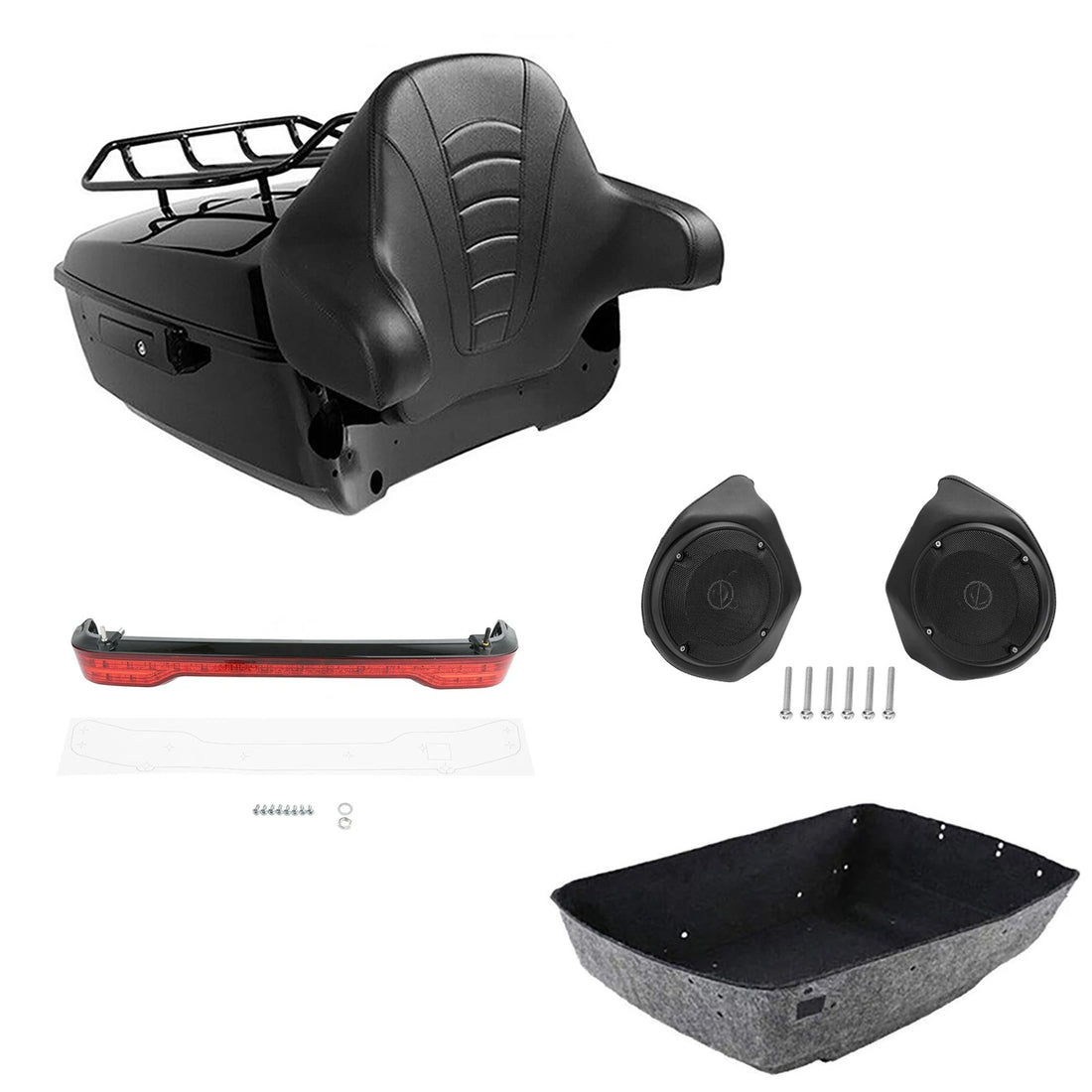 King Trunk Luggage Backrest Rack Tail Light Speaker Fit For Harley Touring 14-26