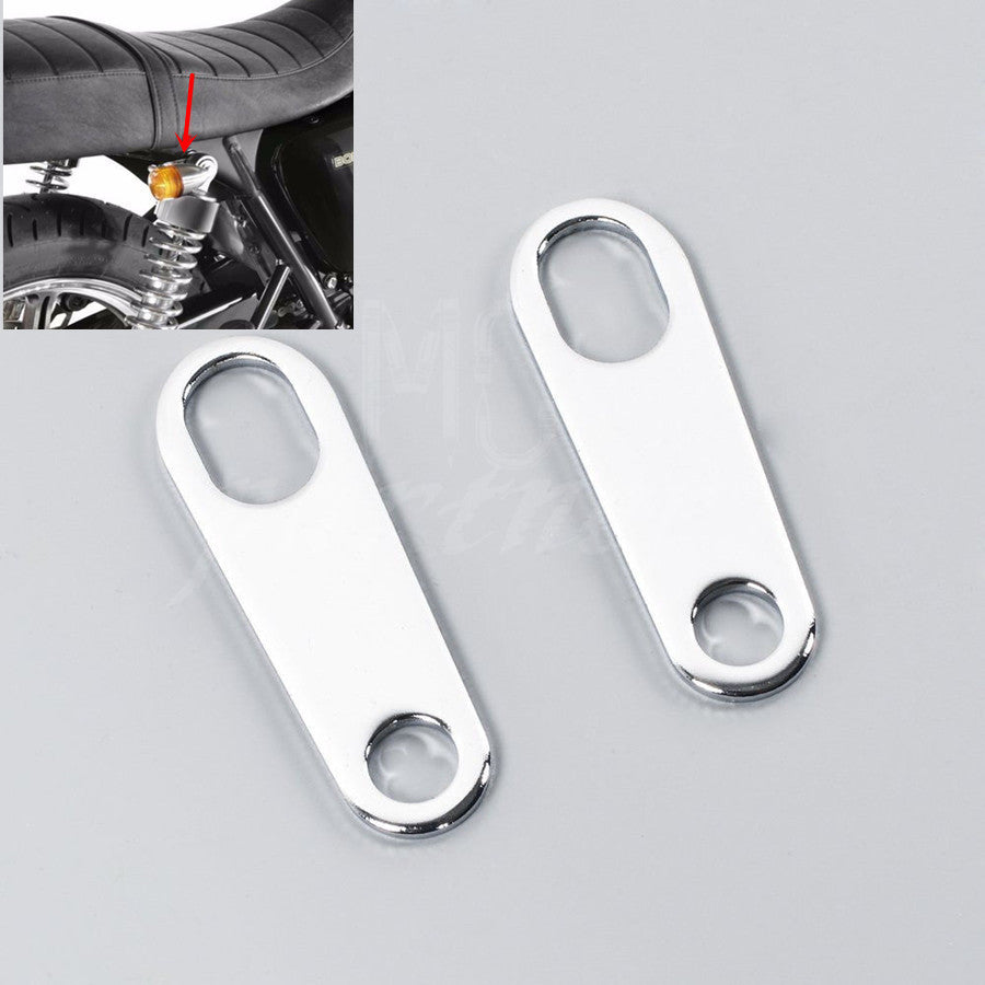 Silver Rear Turn Signal Relocater Holder Shock Bracket Old School Cafe Racer