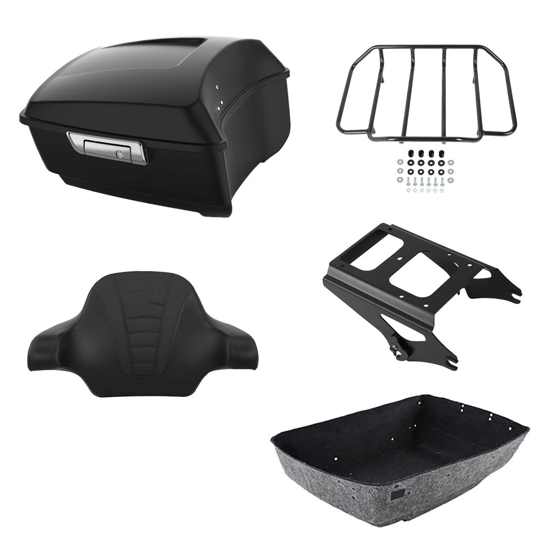 Matte Black King Trunk Backrest Rack Mount Fit For Harley Street Glide 09-2013