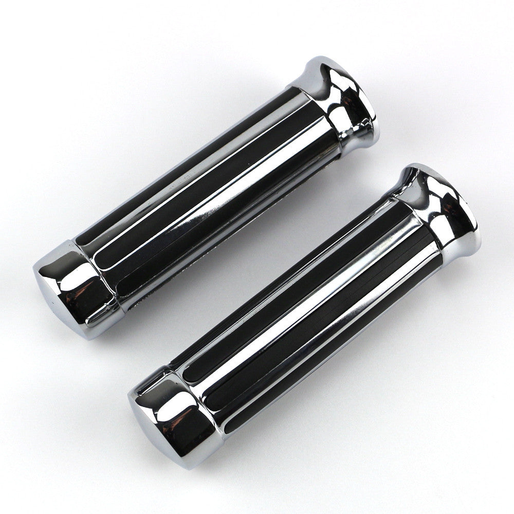 1" Chrome Handlebar Handle Grips For Harley Softail Dyna Glide Fat Boy Bad Boy