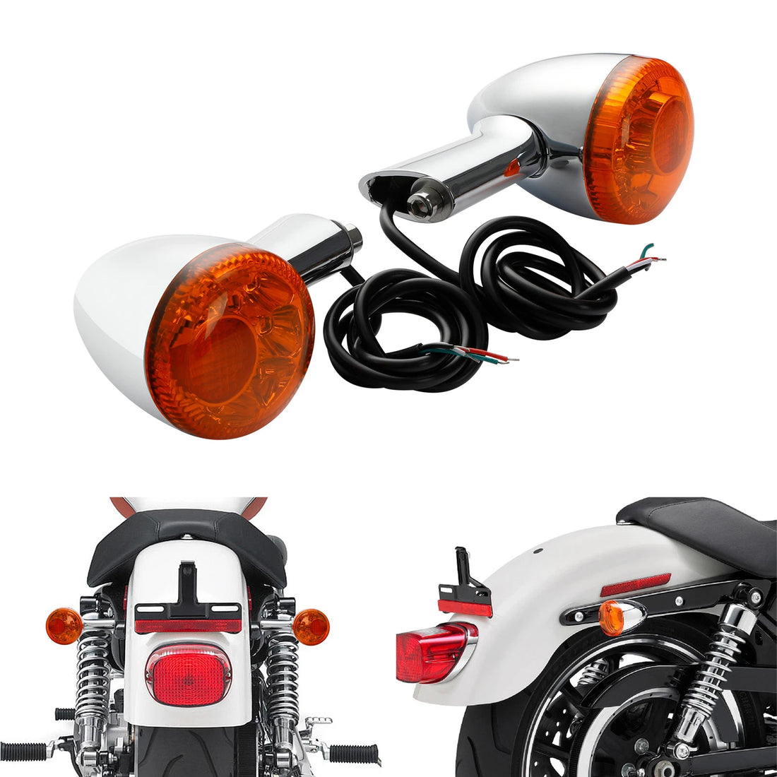 Rear Turn Signals LED Light w/ Bracket Fit For Harley Sportster XL883 1200 92-Up